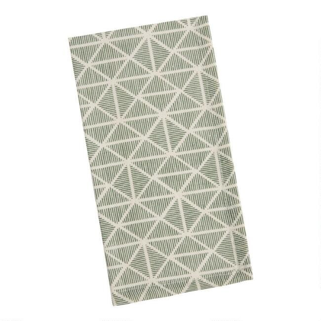 Green And Ivory Diamond Geo Napkins Set Of 4 | World Market