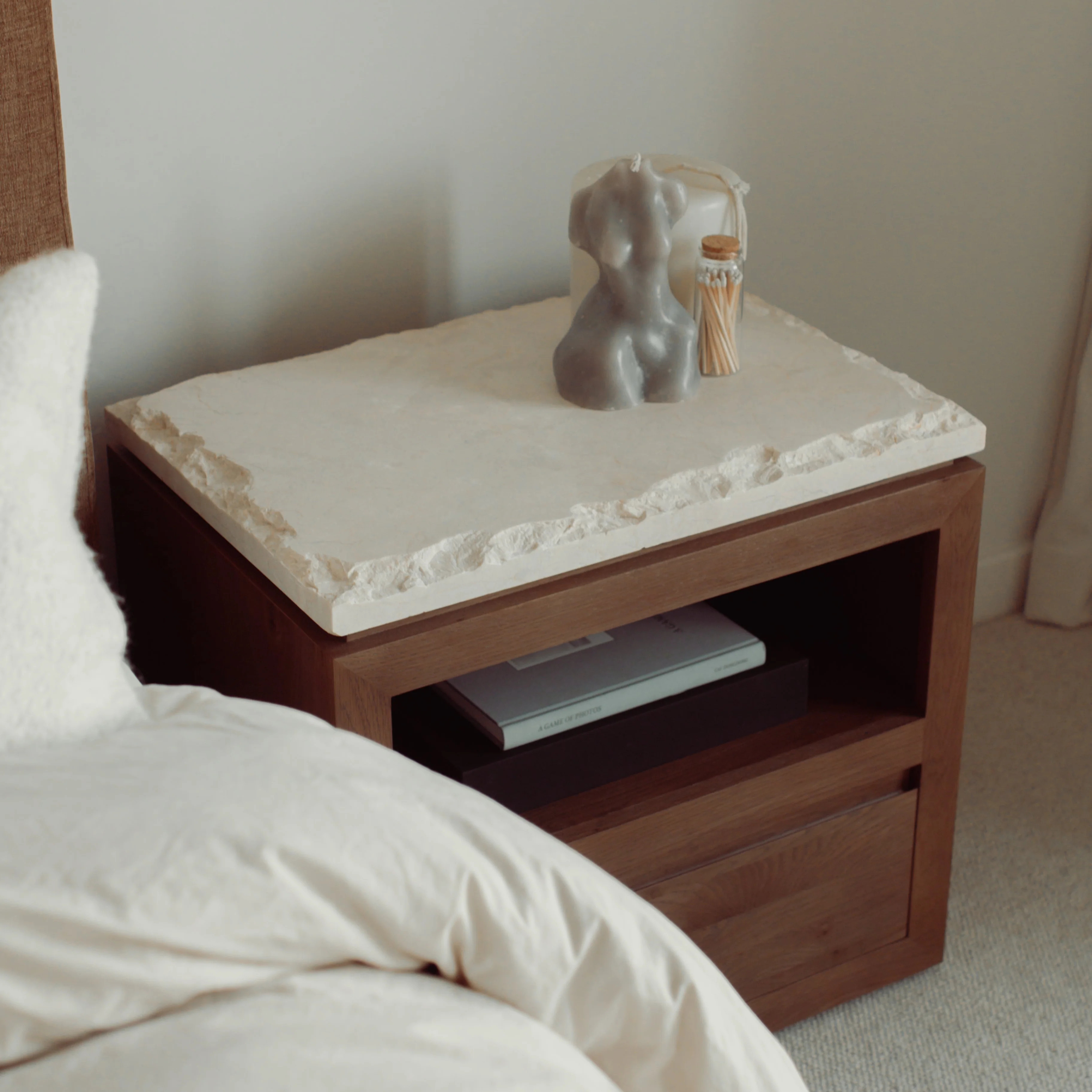 Sofita Marble Nightstand - Mocha | House of Leon