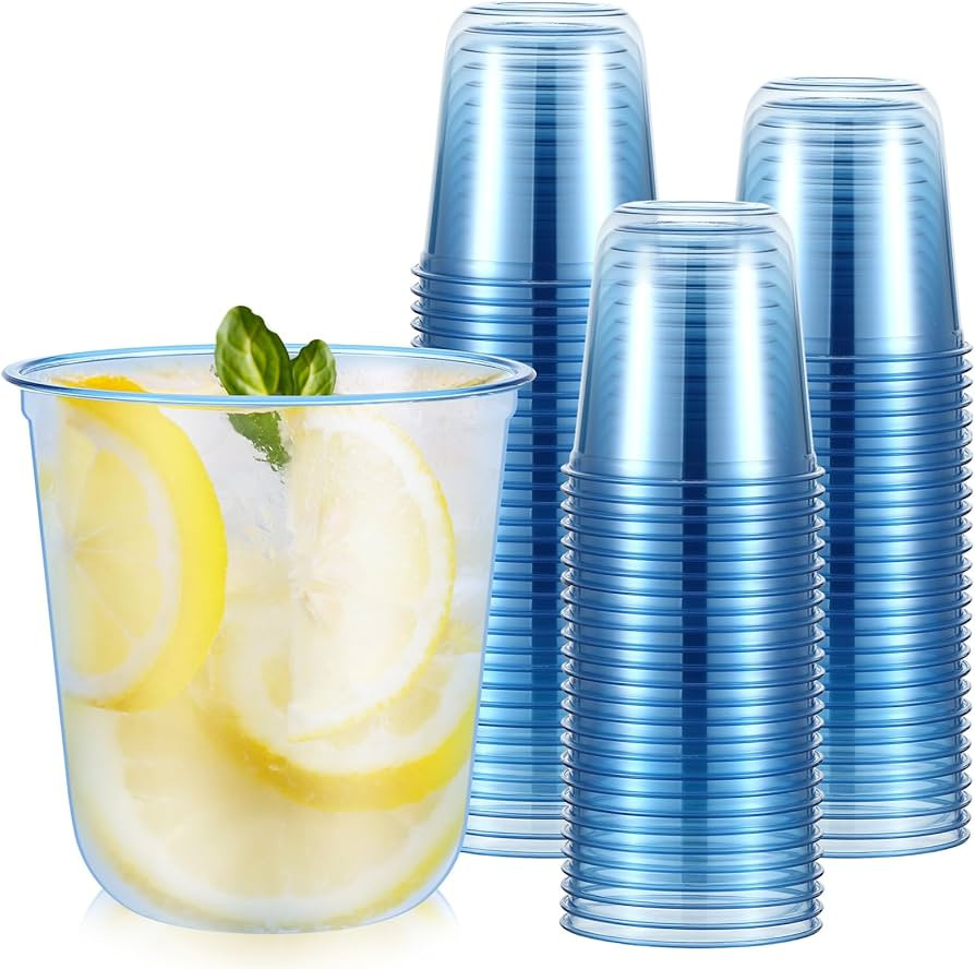 Ziliny 50 Pcs Disposable Stemless Glasses 12oz Crystal Plastic Wine Glasses Clear Classic Pet Cup... | Amazon (US)