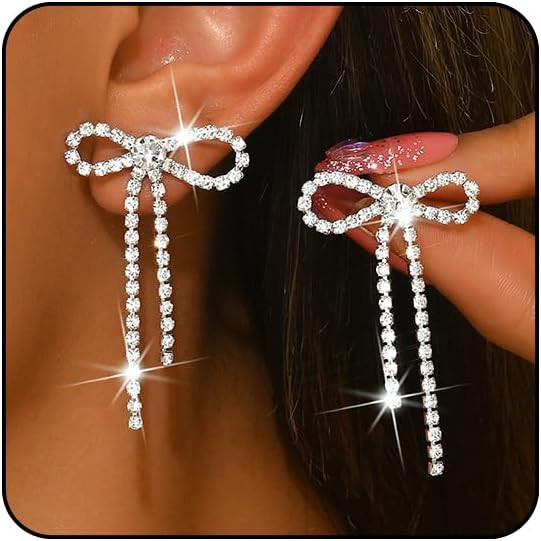 Christmas Bow Earrings for Women Trendy Red Earrings Dangling Sparkly Holiday Earrings Christmas ... | Amazon (US)