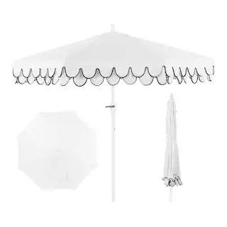 JONATHAN Y Tracy 9 ft. Scalloped Fringe Market Patio Umbrella with Auto-Tilt, Crank, Wind Vent an... | The Home Depot