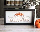 Halloween Decor | Happy Halloween Sign 13 x 7 inch | Spooky Wall Hangings Orange | Amazon (US)