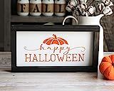 Halloween Decor | Happy Halloween Sign 13 x 7 inch | Spooky Wall Hangings Orange | Amazon (US)