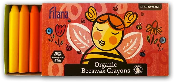 FILANA (12 Stick Crayons) Organic Beeswax Stick Crayons, Natural, Non Toxic, Safe for Children, H... | Amazon (US)