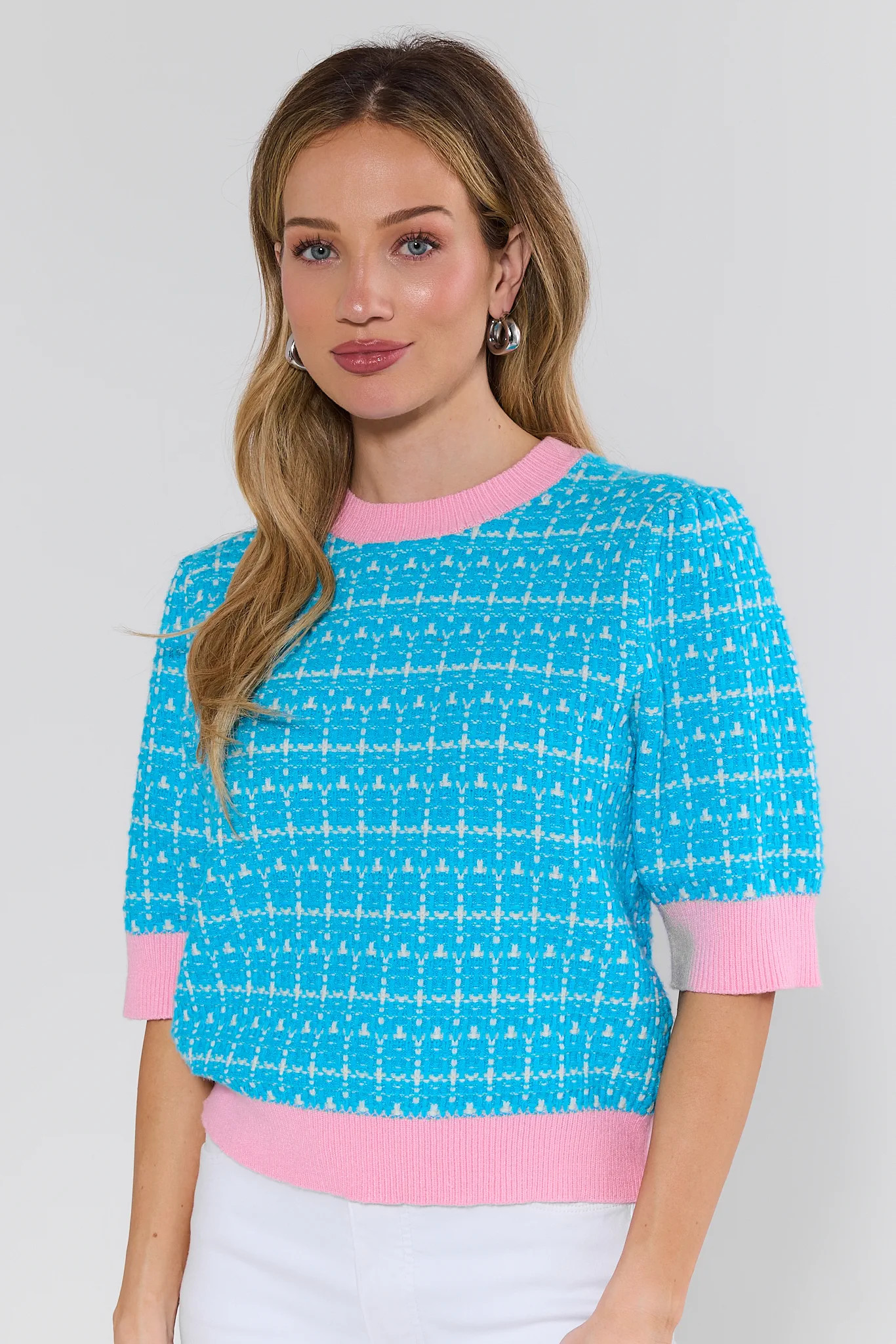 Wren Blue Short Sleeve Sweater | Avara