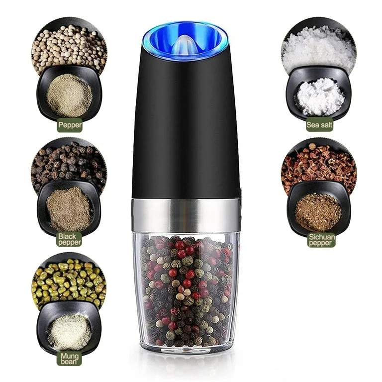 Tripumer Gravity Electric Pepper and Salt Grinder Set Adjustable Coarseness, Battery Powered with... | Walmart (US)