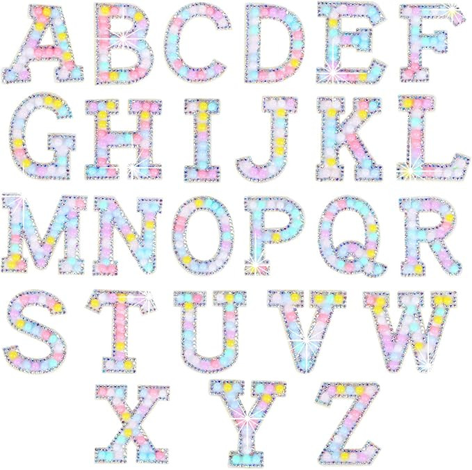 Souarts 26PCS Iron on Letters Pearls Rhinestone Iron on Letter Patches A-Z Pearl Letter Sew On Patch | Amazon (US)