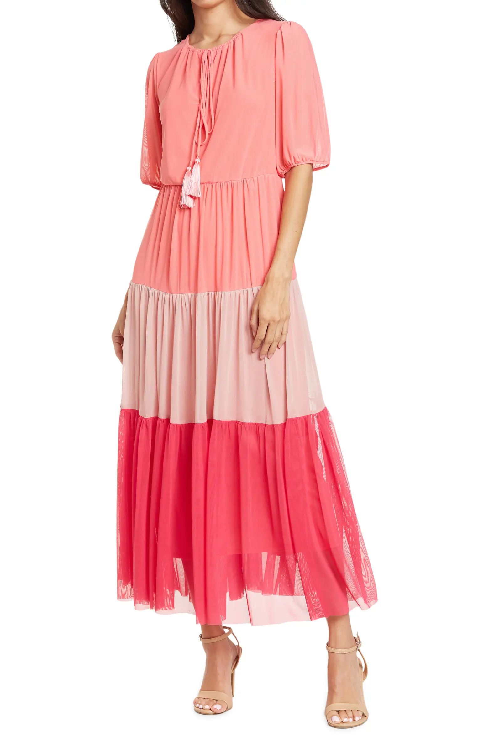 Taylor Dresses Colorblock Short Sleeve Maxi Dress | Nordstromrack | Nordstrom Rack
