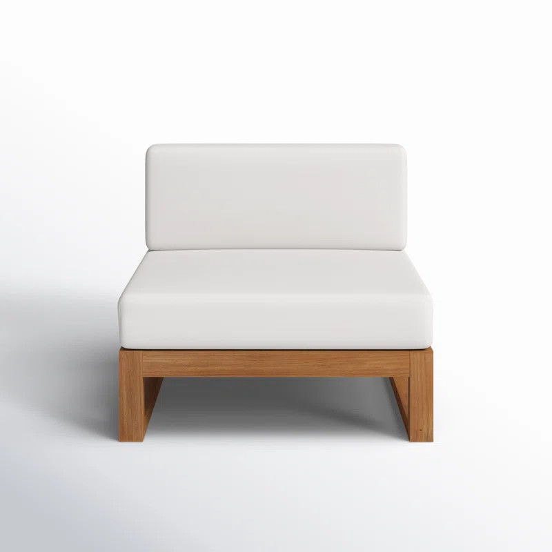 Cambridge Teak Wood Armless Patio Chair with Sunbrella Cushions | Wayfair North America