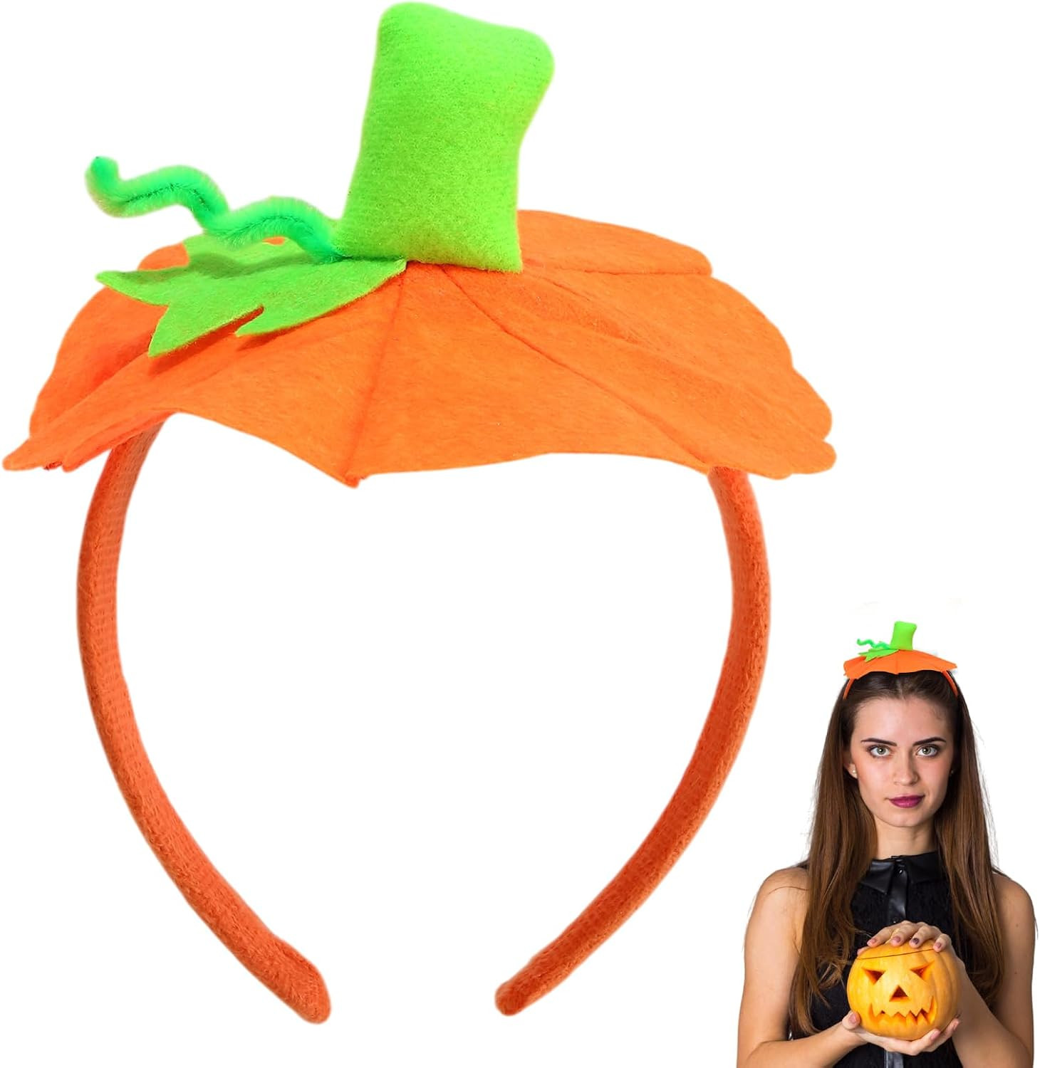 Halloween Pumpkin Headband, Halloween Pumpkin Hairwear, Fall Thanksgiving Hair Accessories for Kids Adults Cosplay, Masquerade, Costume Party Decoration | Amazon (US)