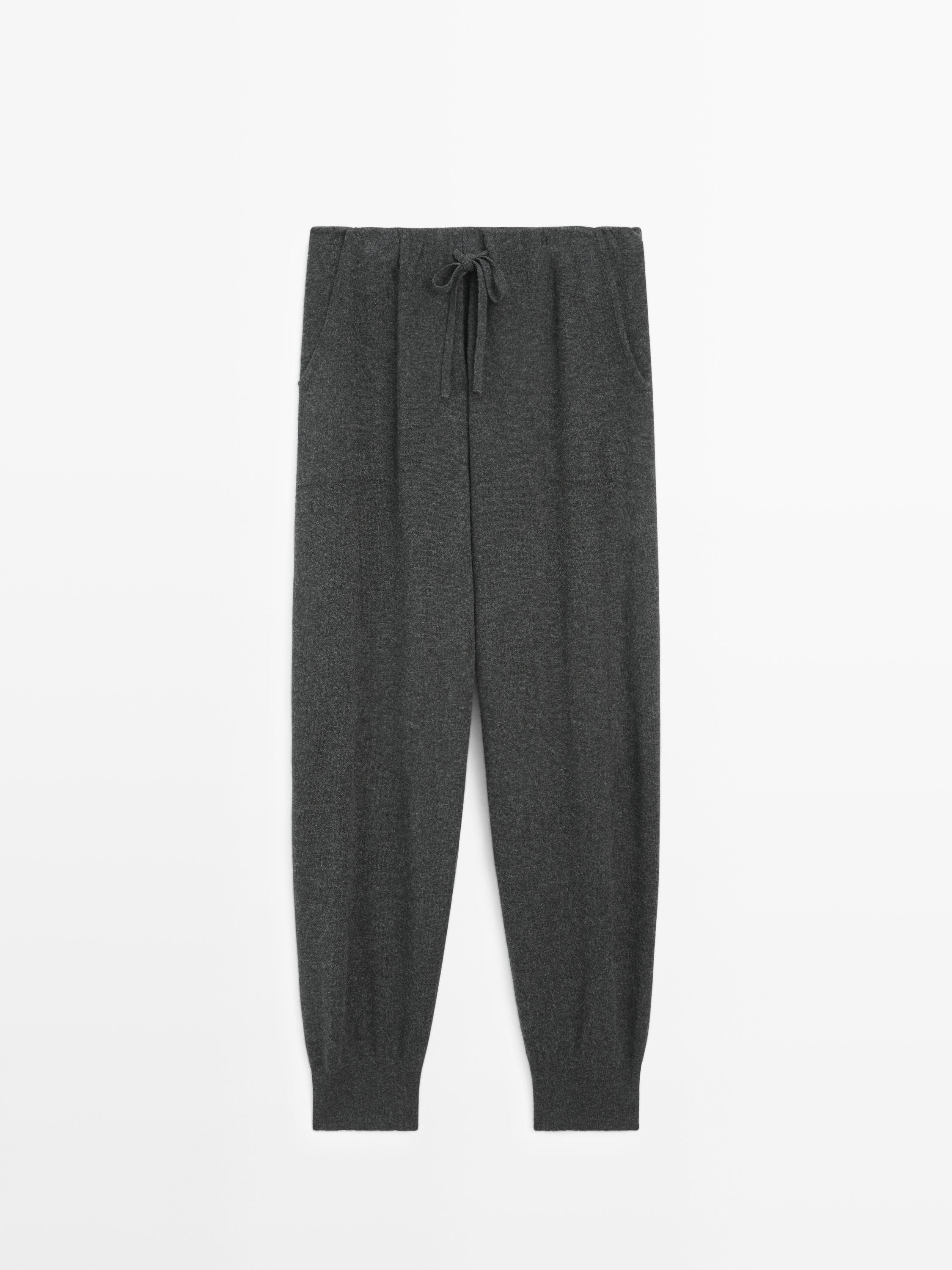 100% wool knit sarouel trousers with pockets | Massimo Dutti US