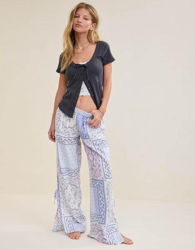 Aerie Off-Duty Seersucker Side Tie Trouser PJ | Aerie