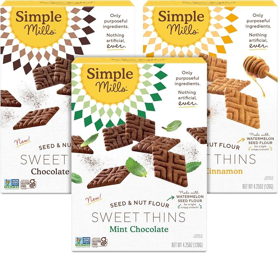 Simple Mills Sweet Thins Cookies Variety Pack, Seed and Nut Flour (Mint Chocolate Chip, Honey Cin... | Amazon (US)