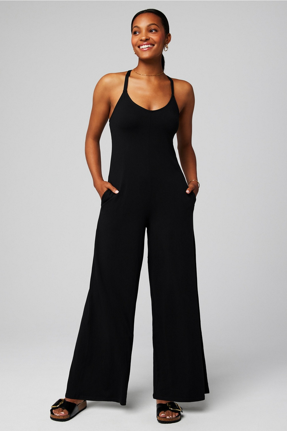 Cloud Jersey Wide Leg Onesie | Fabletics - North America