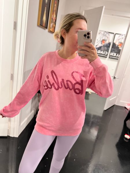 Barbie sweatshirt

Lululemon lilac leggings. Show me your mumu. Spring outfit. Lounging outfit. Casual outfit. Pink aesthetic. Pink outfit. Pink look.

#LTKSeasonal #LTKfindsunder100 #LTKstyletip