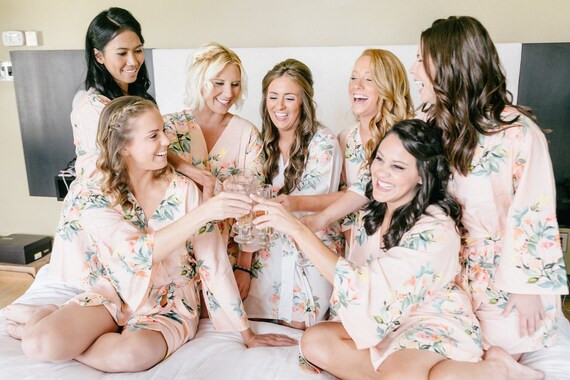 Premium Blush Bridesmaids Robes  Dreamy Angel Song Pattern  - Etsy | Etsy (US)