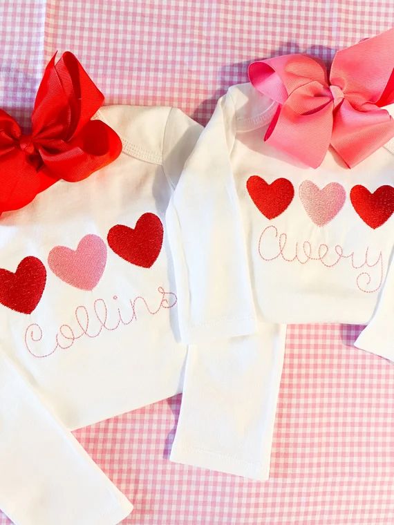 Heart Trio Onesie Outfit Valentines Day Outfit Baby | Etsy | Etsy (US)