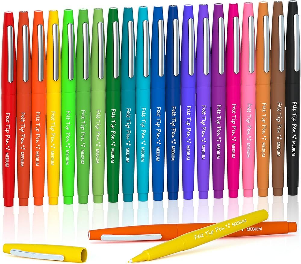 Lelix 20 Colors Felt Tip Pens, Medium Point Assorted Colors Markers Pens For Journaling, Writing,... | Amazon (US)