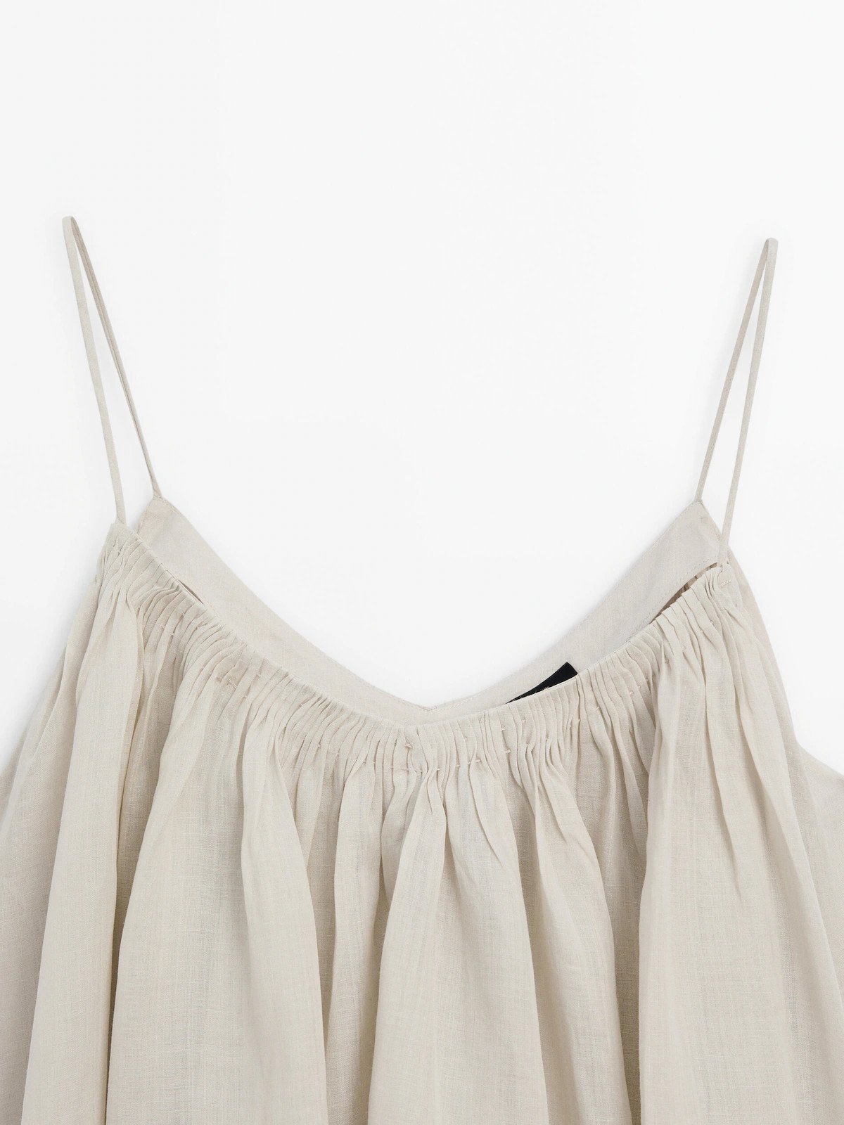 100% ramie strappy top with gathered detail | Massimo Dutti UK