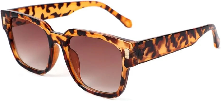 Retro Oversized Frame Women's Thick Frame Sunglasses Leopard Print Cat Eye Sunglasses For Men And... | Walmart (US)