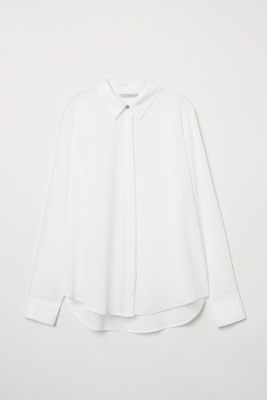 H & M - Long-sleeved Blouse - White | H&M (US + CA)