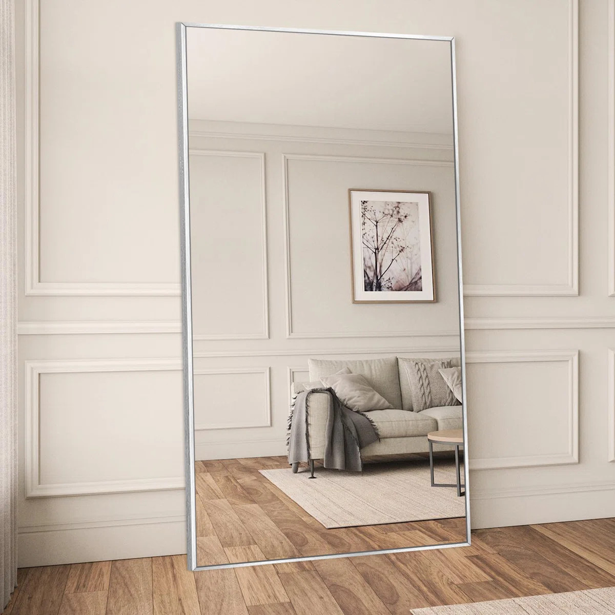 Vertell Oversize Rectangle Full Length Metal Mirror for GYM/ Bedroom with Stand | Wayfair North America