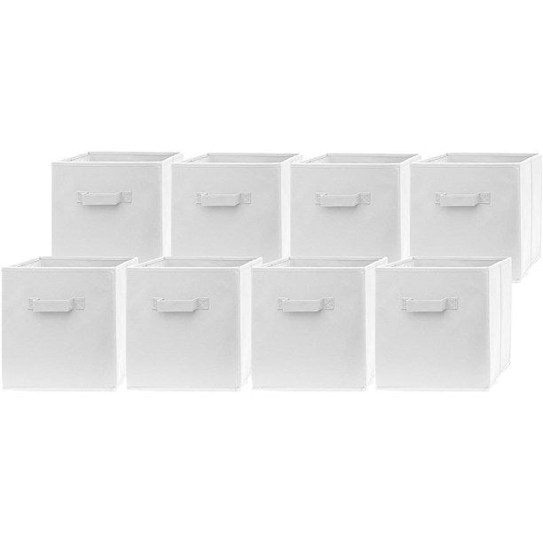 Pomatree Fabric Storage Bins - 8 Pack - Durable Storage Cubes (White) | Walmart (US)