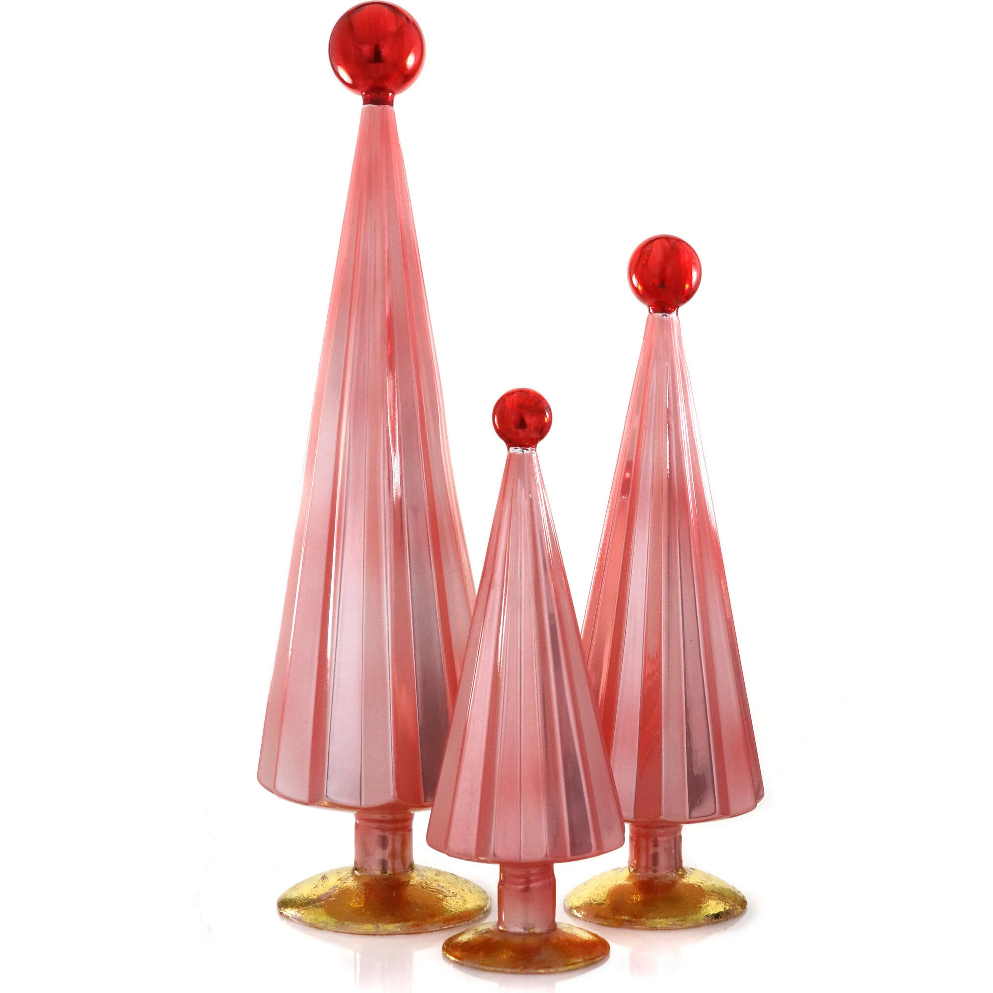 Pleated Tree, Pink Red Set of 3 | Maisonette