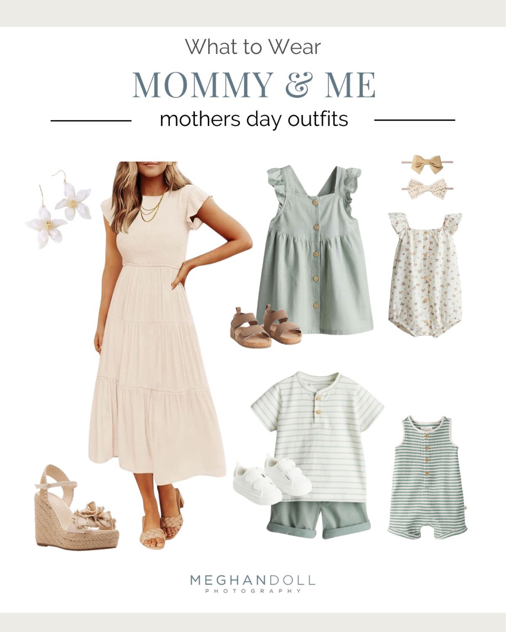 If you're preparing for a Mother's Day mini session, fear not! I've got you covered with some stylish and coordinated outfit ideas that will make your family photoshoot a success.

For moms, opting for neutral colored dresses is a timeless choice that exudes elegance and sophistication. Neutral shades like beige, taupe, cream, or soft gray provide a classic backdrop that complements any setting. A well-fitted dress that flatters your figure can enhance your confidence and ensure you shine in front of the camera.

Pale green serves as a refreshing and gender-neutral base color that symbolizes growth, vitality, and renewal—perfect for capturing the joy of this season of life!

#LTKmidsize #LTKSeasonal #LTKkids