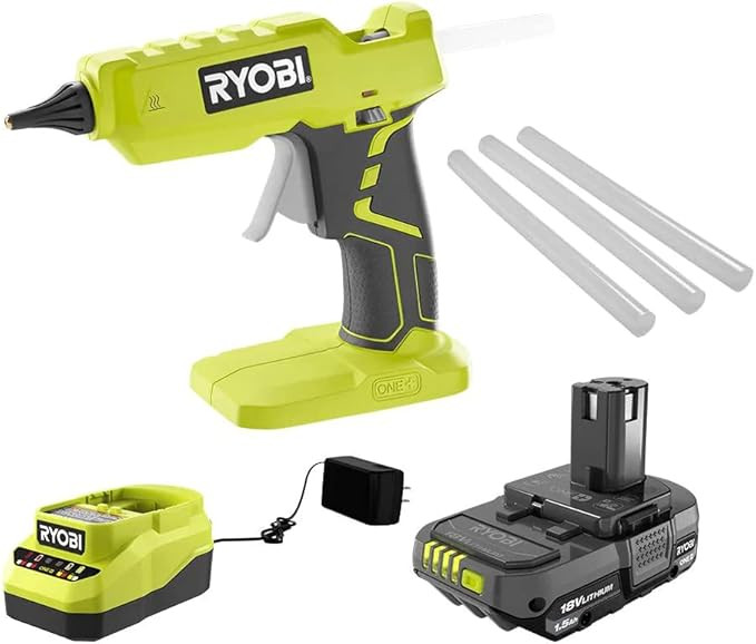 Ryobi 18-Volt ONE+ Cordless Full Size Glue Gun with Charger and 18-Volt ONE+ Lithium-Ion Battery ... | Amazon (US)
