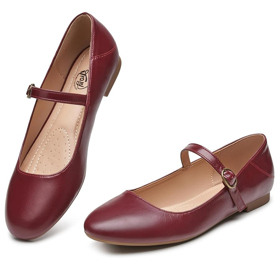 Trary Mary Jane Ballet Flats, Black Flats for Women, Ankle Strap Dressy Comfortable Flats | Amazon (US)