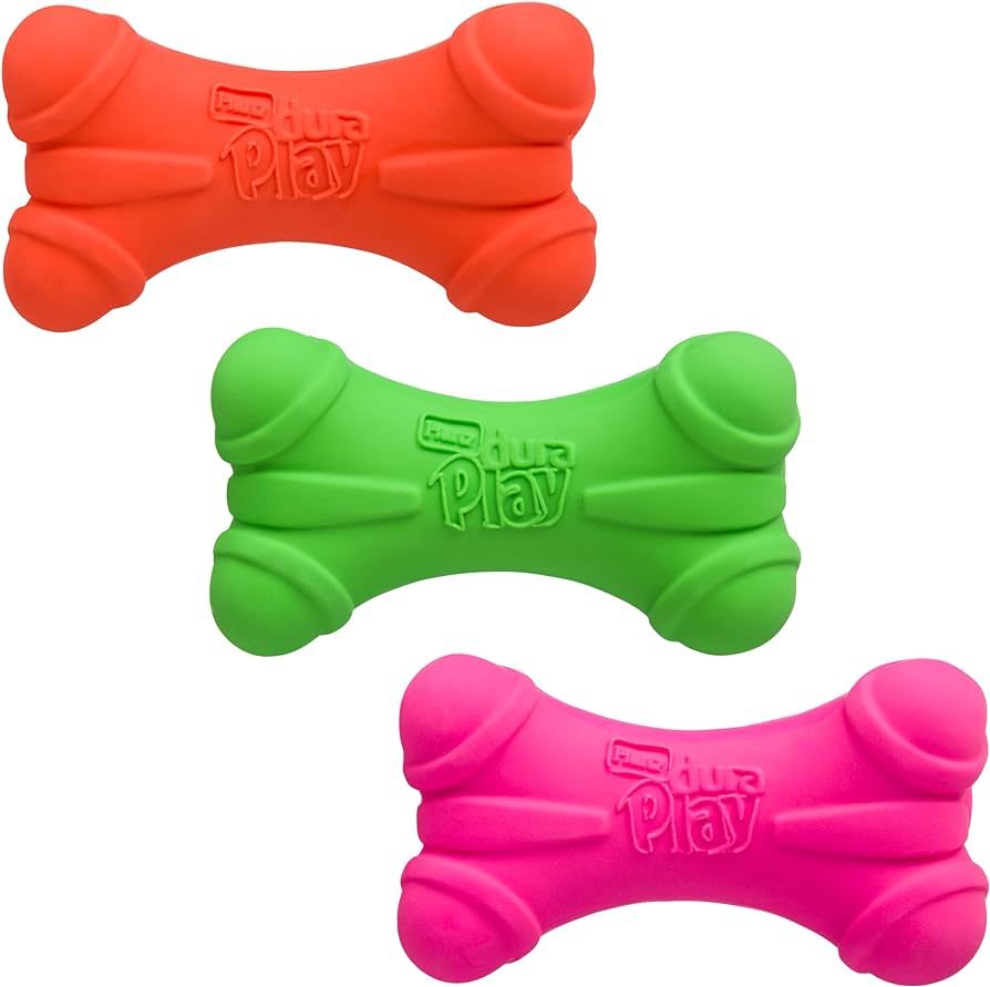 Hartz DuraPlay Bone Squeaky Latex Dog Toy for Medium Breeds, 3 Pack | Amazon (US)