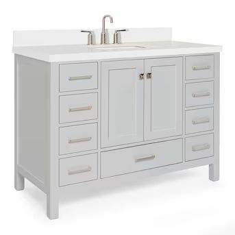 ARIEL Cambridge 49-in Grey Undermount Single Sink Bathroom Vanity with Pure White Quartz Top | Lowe's