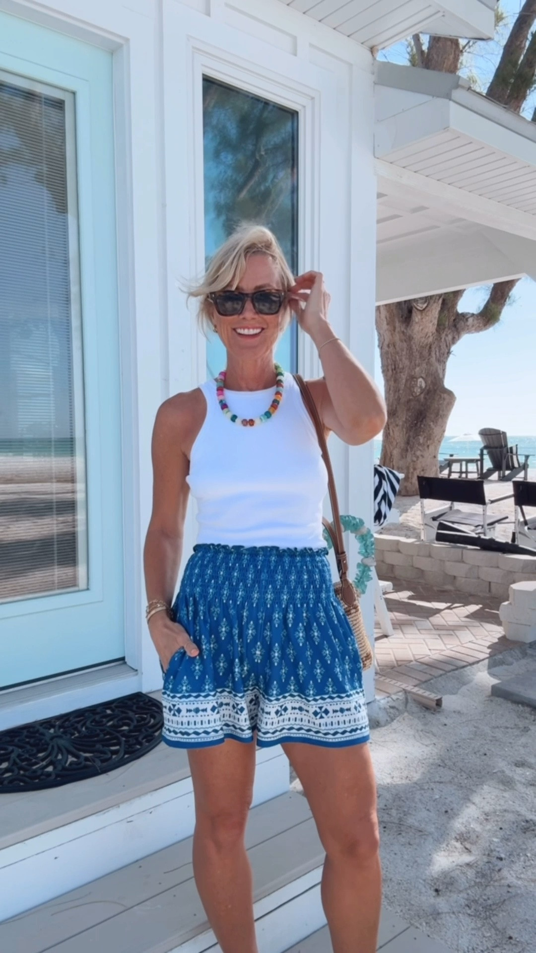 Adore these smocked shorts, so flowy & comfy! These are the ‘blue/white’ colorways (the online pic shows pink)

Tank: small
Shorts: small

#LTKootd #LTKOver40 #LTKSaleAlert