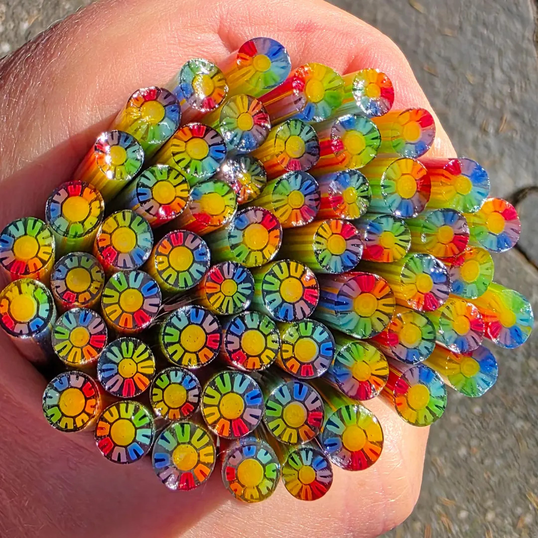 COE 96 Murrini Flower: Rainbow Love - 1 Oz Cane/sticks - Etsy | Etsy (US)