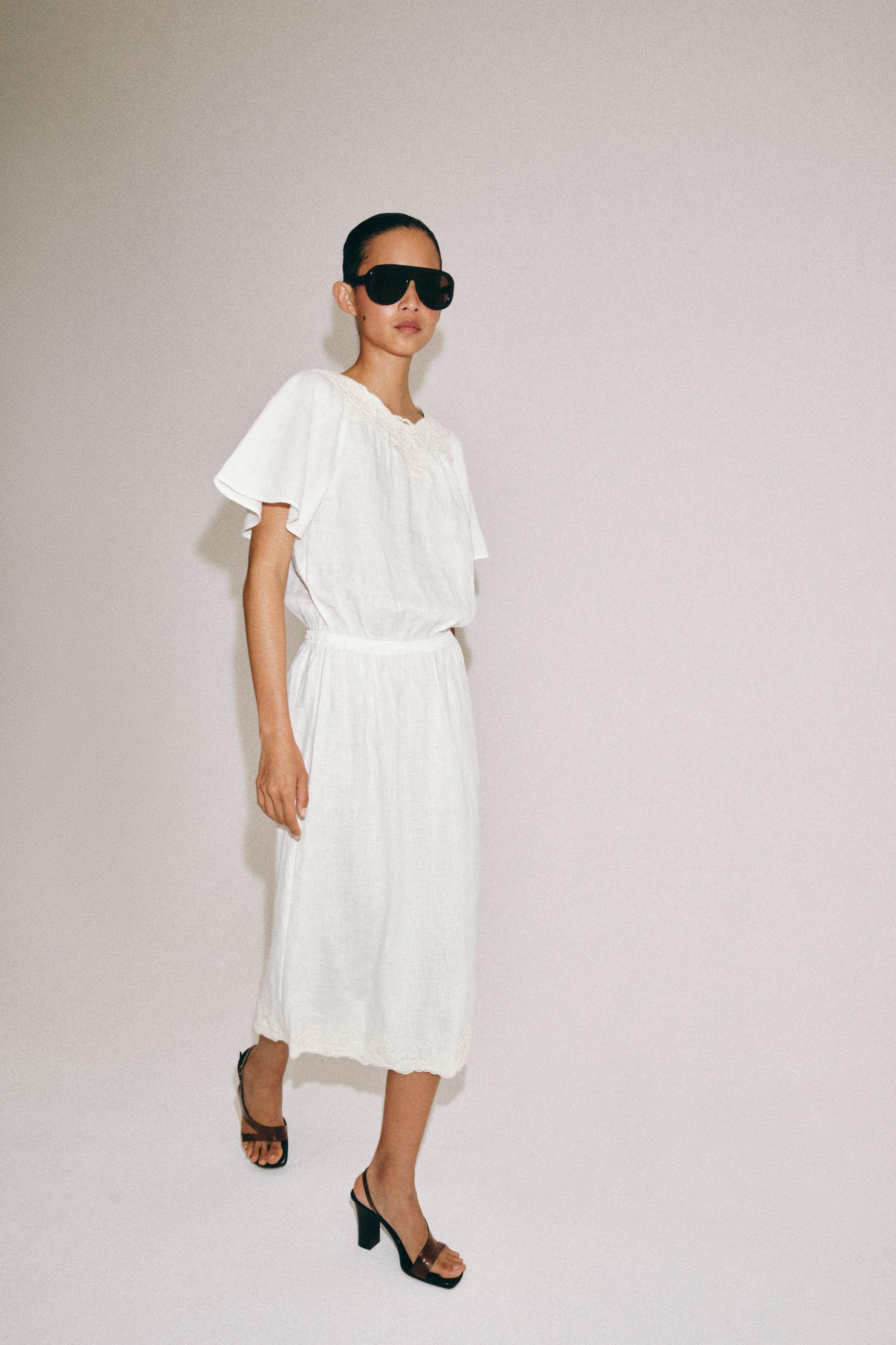 100% LINEN CROCHET DRESS ZW COLLECTION | Zara US