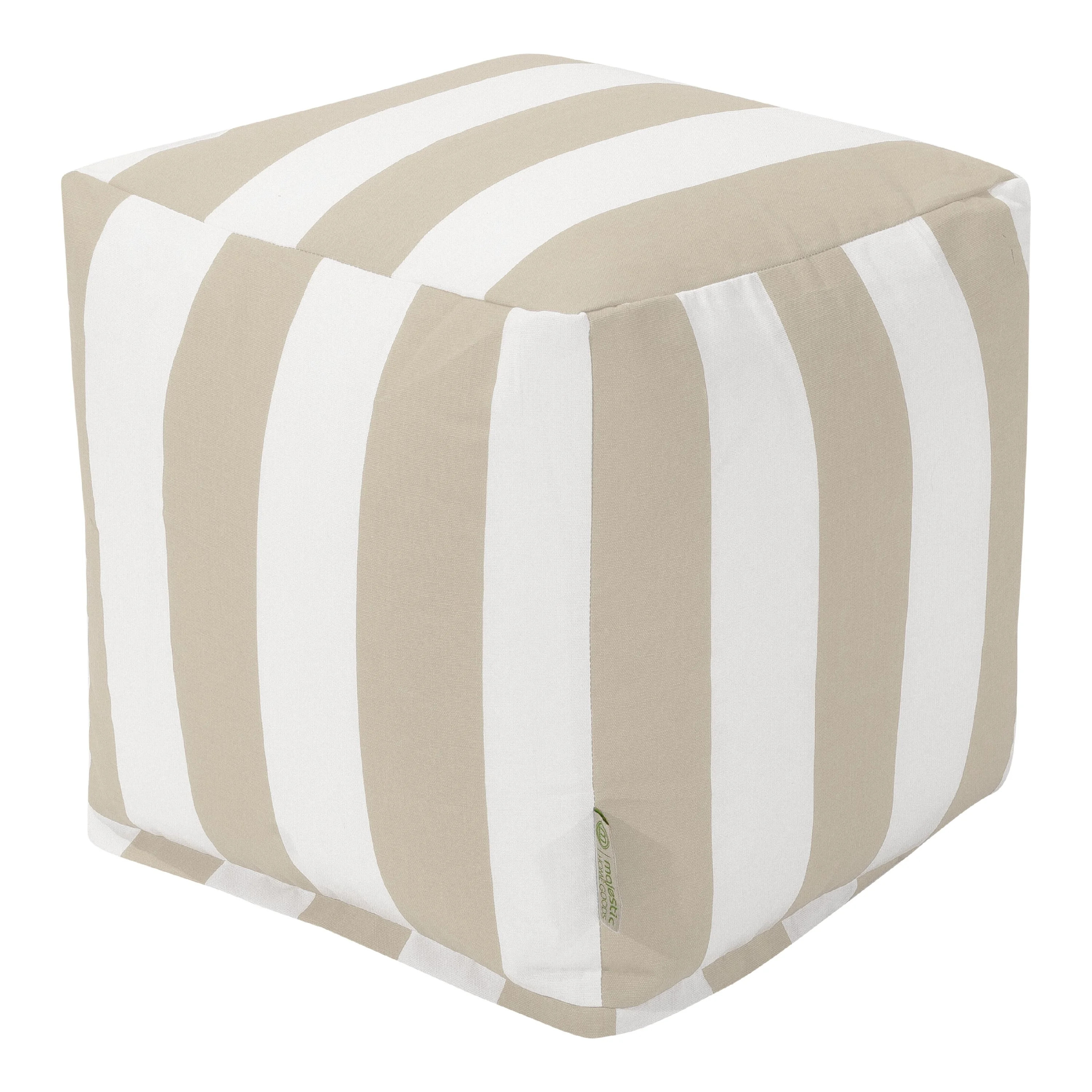 Majestic Home Goods Vertical Stripe Indoor / Outdoor Fabric Cube Pouf - Walmart.com | Walmart (US)