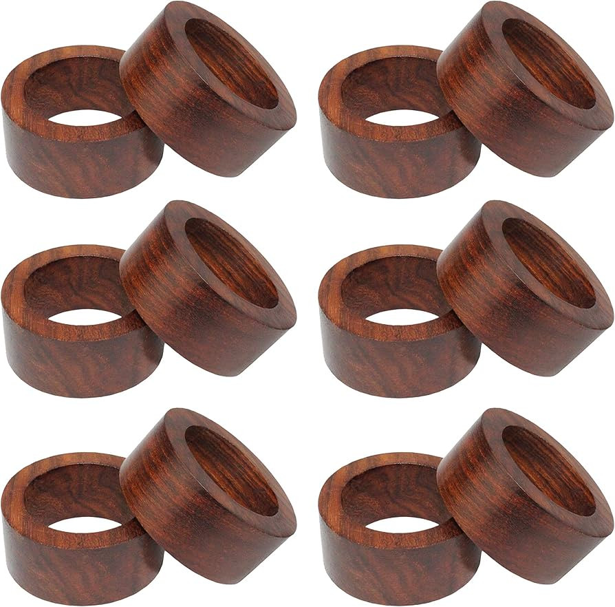 COTTON CRAFT Wood Napkin Rings - Set of 12 - Handmade Dining Table Napkin Holder - Classic Everyd... | Amazon (US)