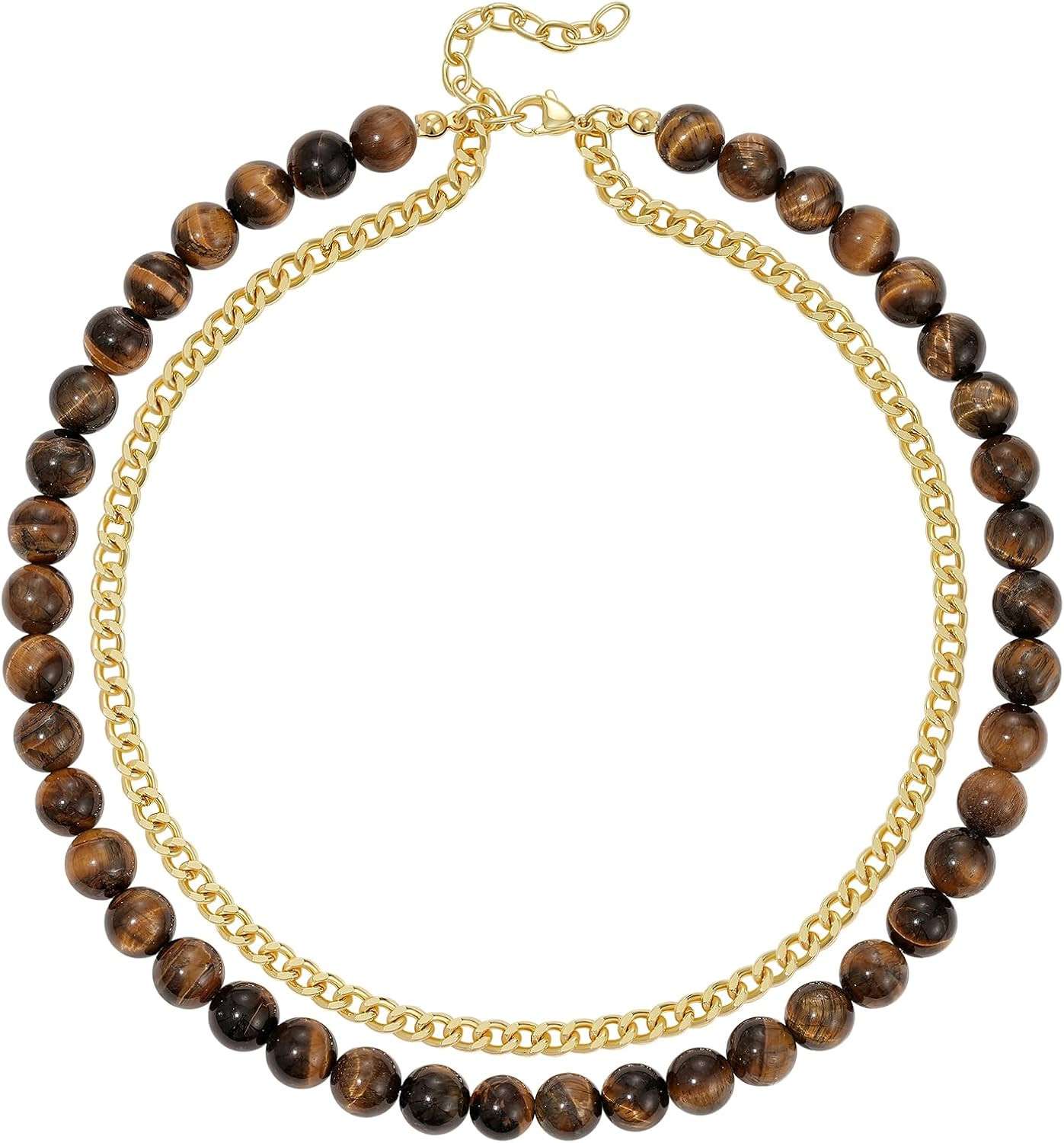 KissYan Beaded Necklaces for Women, Layered Gemstone Bead Choker | Amazon (US)