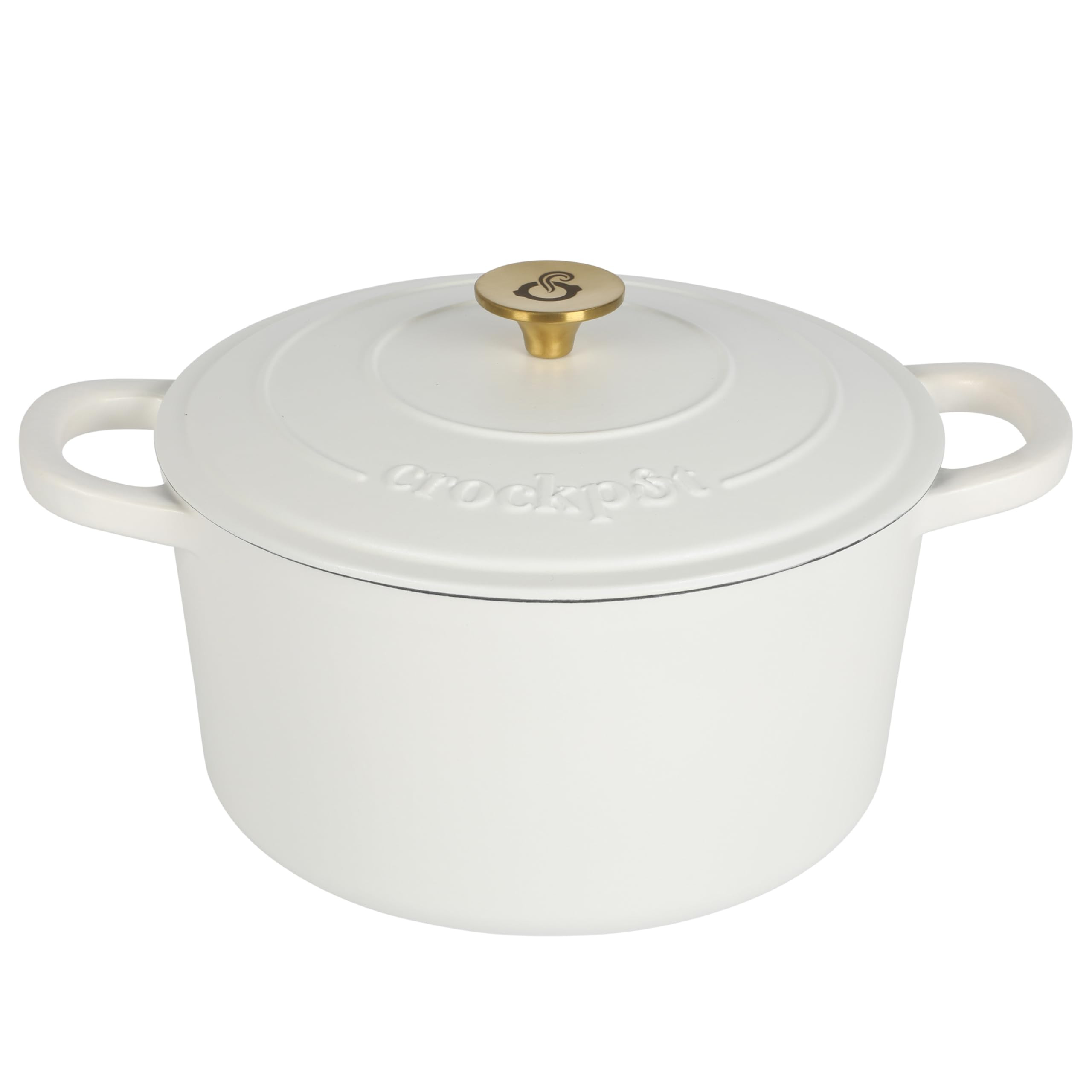 Crock-Pot Artisan 7-Quart Round Dutch Oven – Matte Linen White with Gold Knob, Enameled Cast Ir... | Amazon (US)