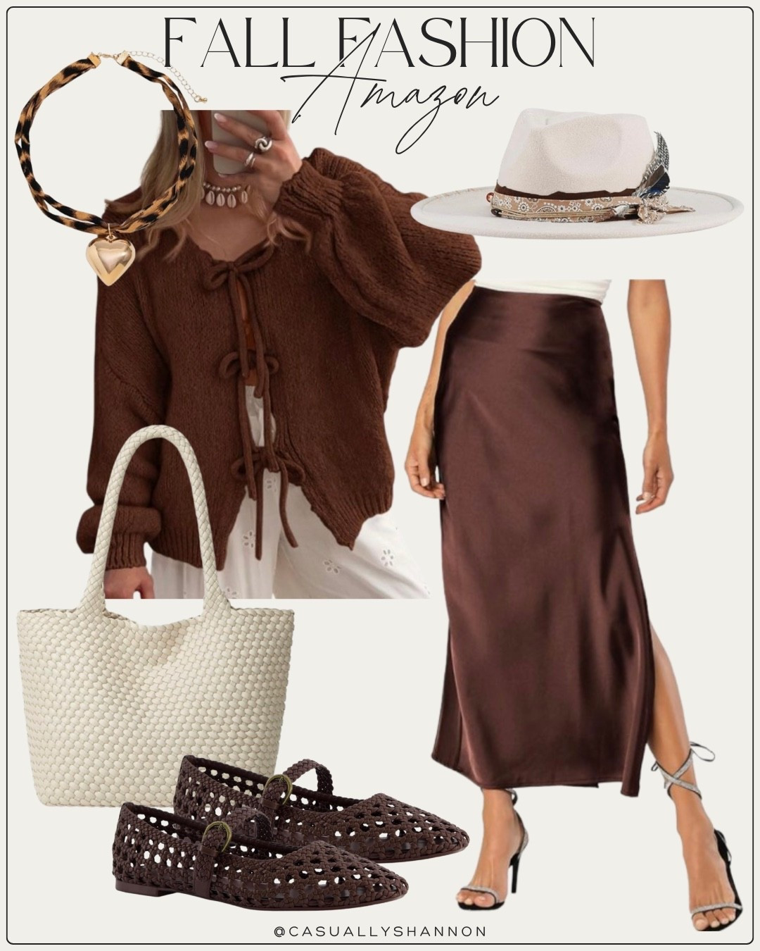 Get ready for fall family photos this season. I am a deep neutral girlie and LOVE all the blacks and chocolate browns. And if you’re anything like me, this fall outfit will be on repeat this season 

Fall style inspo | Family Photos | satin maxi skirt | fedora hat | flat brim | mesh flats | woven tote bag | bandana necklace | charm necklace | casual and chic | fall sweater that is cute to dress up or down | found it all on Amazon | designer look for less | #LTKAmazon #LTKFallFashion 

#LTKStyleTip #LTKFamily #LTKSaleAlert