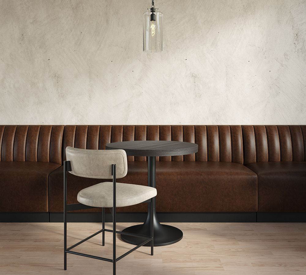 Garbo Channel Tufted Leather Banquette | Pottery Barn (US)