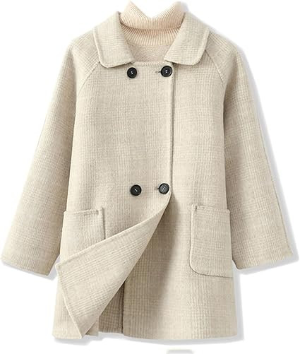 Cromoncent Girls Plaid Double Breasted Peacoat Kids Long Sleeve Lapel Wool Dress Coat with Pocket... | Amazon (US)