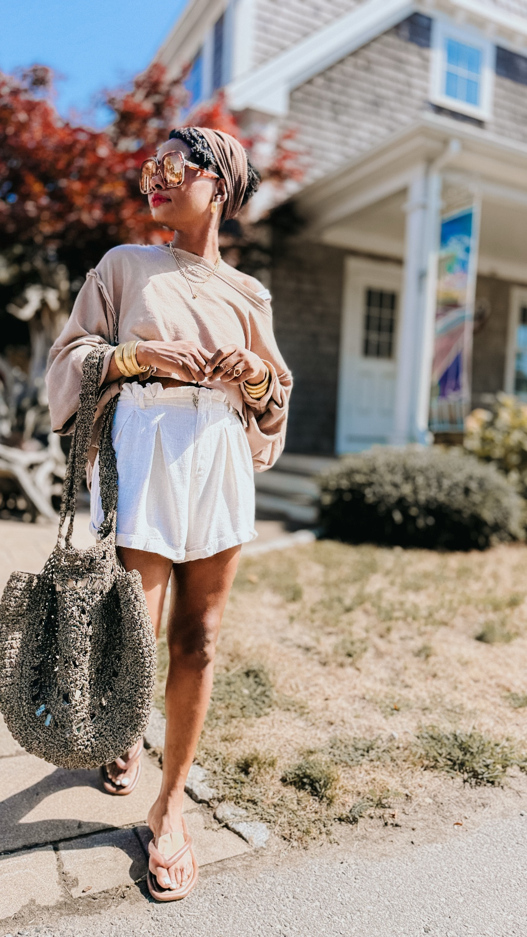 A neutral end of summer outfit! Perfect for warm New England fall. And mom-friendly’ I’m 5’2 and 120lbs so these pieces are perfect for the petite girlies, too. 

#LTKFindsUnder100 #LTKOver40 #LTKFamily