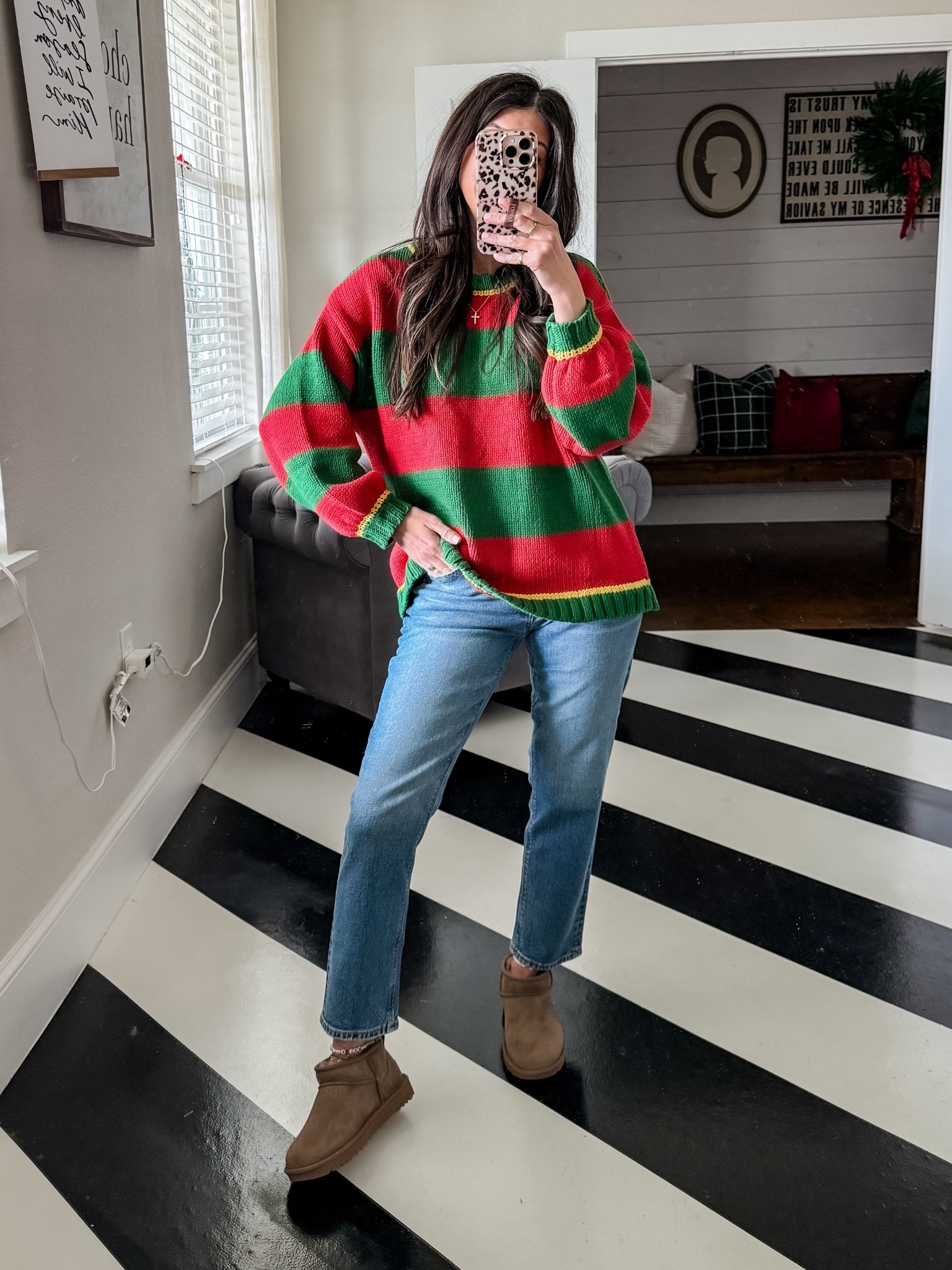 Holiday Christmas sweater! So warm and comfy! Wearing small
Extra short length in the straight leg jeans so they’d be ankle length! 
Ugg minis true to size

#LTKHoliday #LTKmomlife #LTKFindsUnder50