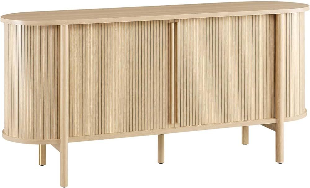 Modway Cadence Fluted Wood Grain Storage Cabinet Sideboard in Oak for Living, Dining Room, Entryw... | Amazon (US)