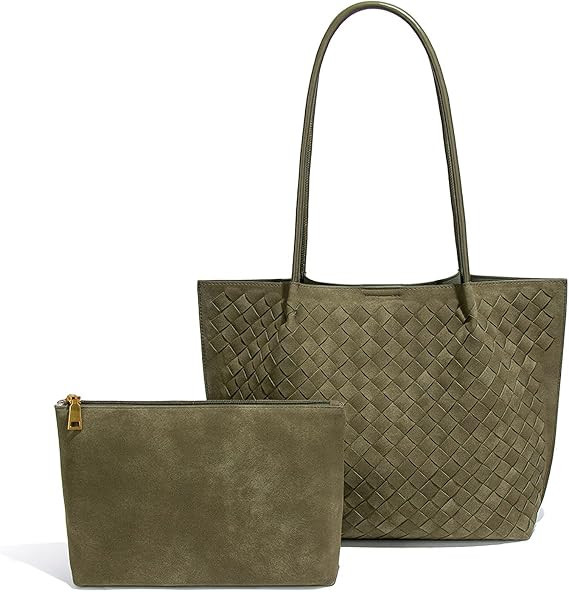Women's Luxury Handmade Woven Tote Bag, Beach Bag Set, Elegant Age Reducing Travel Commuter Bag S... | Amazon (US)