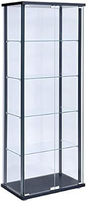 BOWERY HILL 5 Shelf Contemporary Glass Curio Cabinet with Black Ladder Frame | Amazon (US)