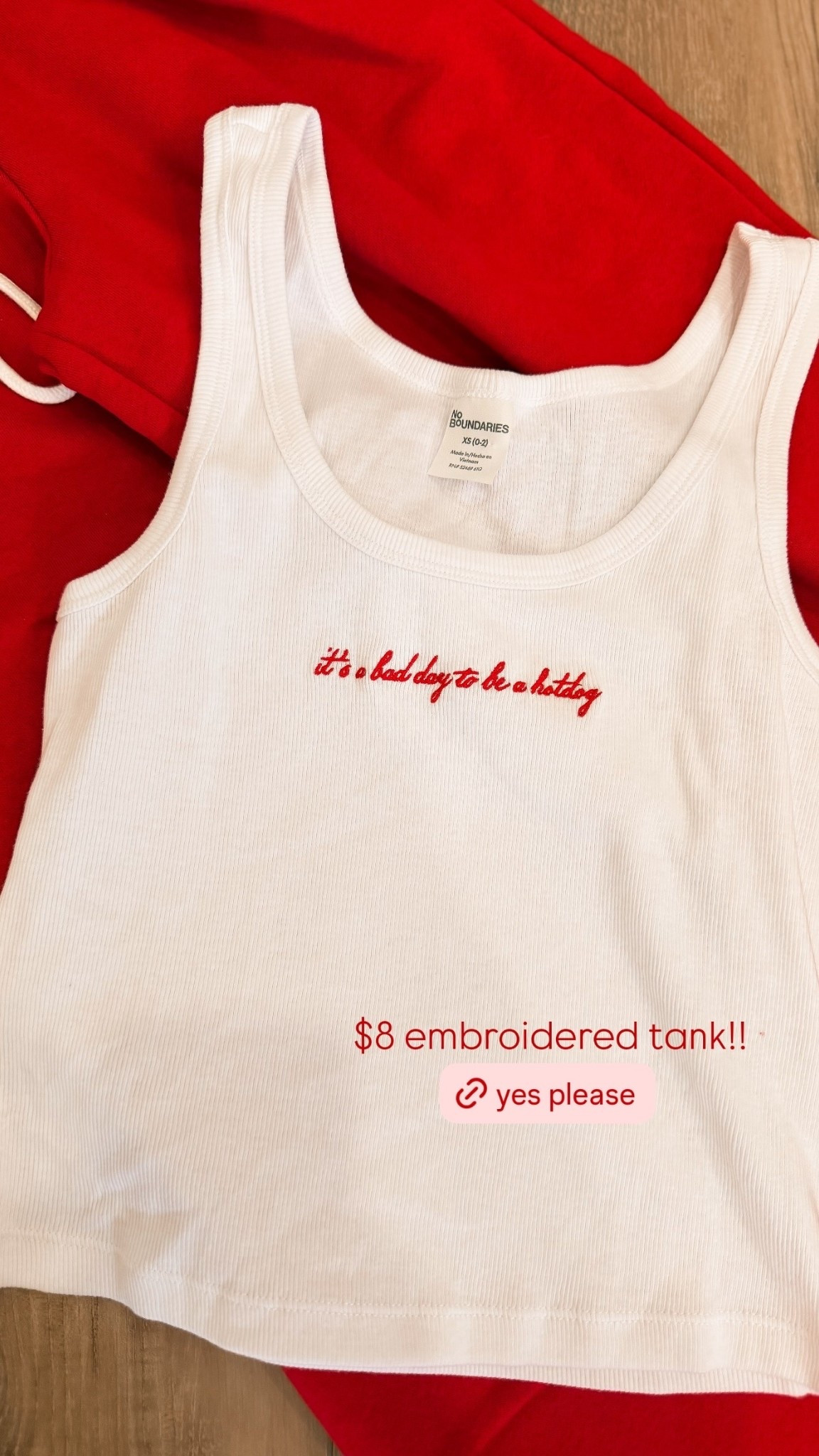 $8 embroidered tank!!