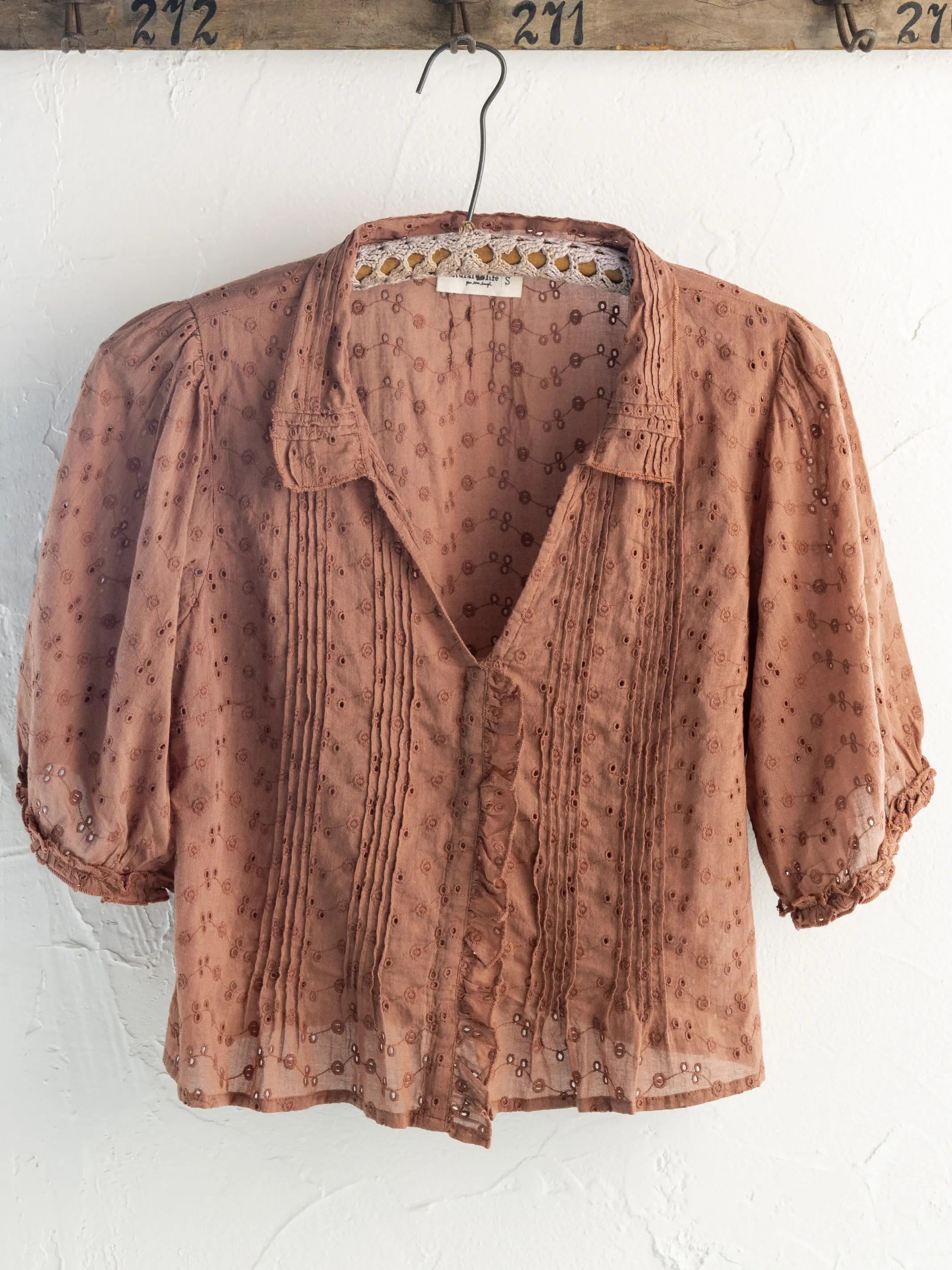 Annie Cotton Eyelet Top - Light Rust | Natural Life